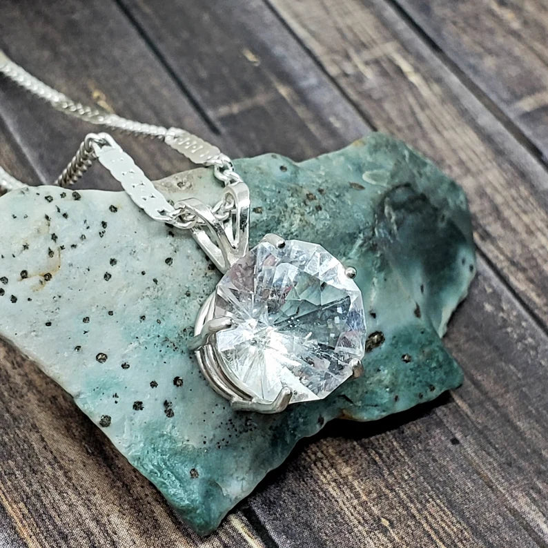 9.75ct Clear Topaz Silver Necklace