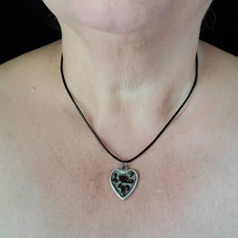 Garnet Resin Heart Necklace
