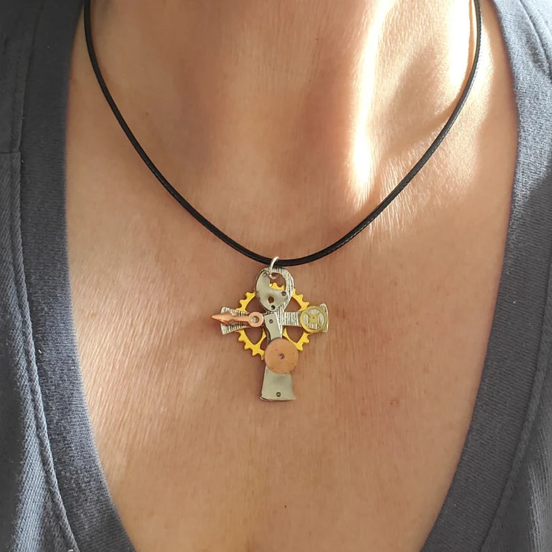 Steampunk Ankh Cross Necklace