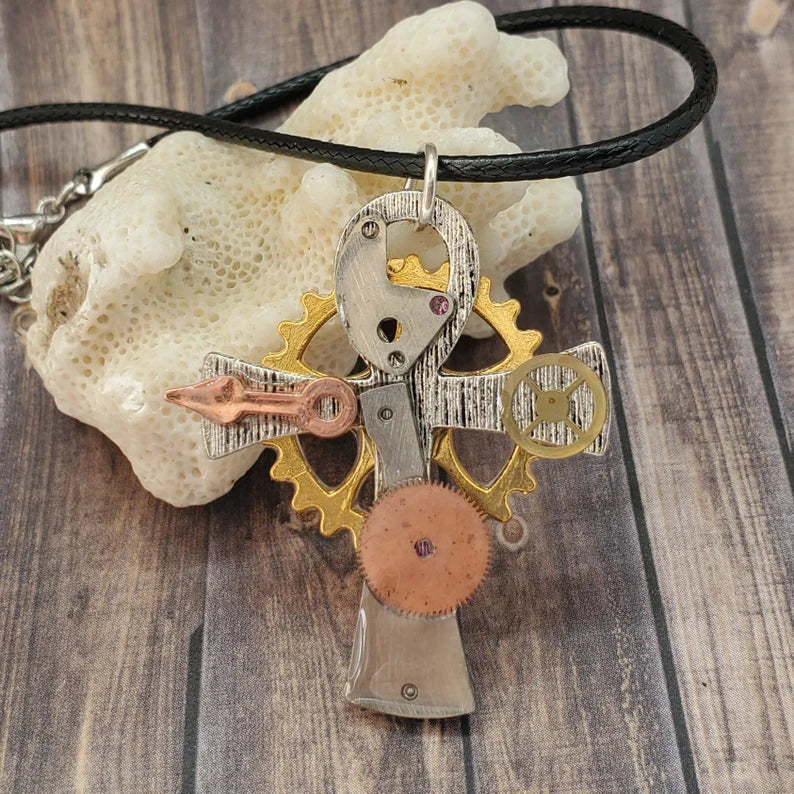 Steampunk Ankh Cross Necklace