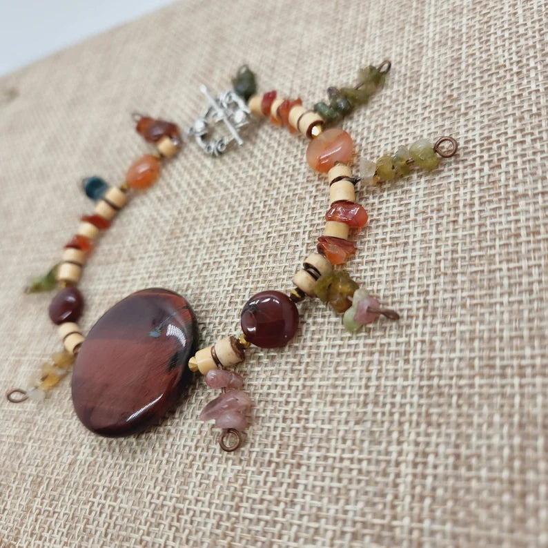 Hand Beaded Red Tigers Eye Carnelian Bracelet