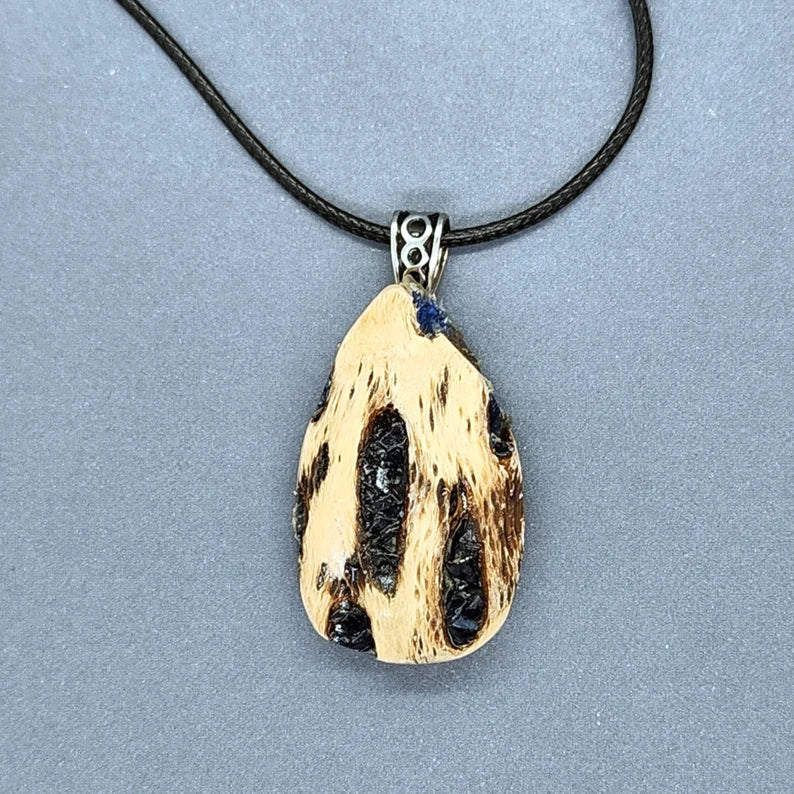 Hand Inlaid Sea Glass Cholla Wood Necklace