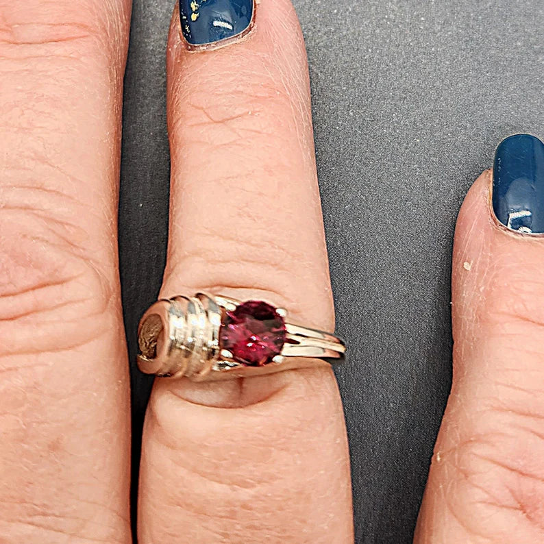 Handcut 1ct Rhodolite Garnet Silver Ring
