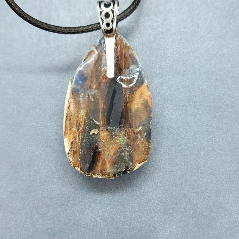 Hand Inlaid Sea Glass Cholla Wood Necklace