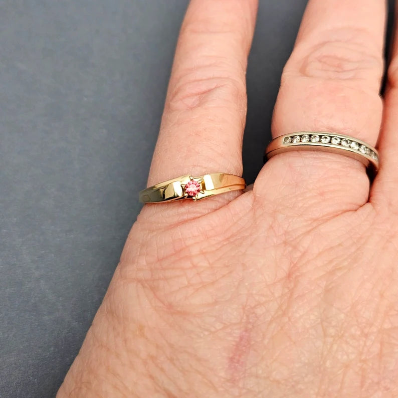 Handcut .2ct Red Spinel 10k Gold Ring