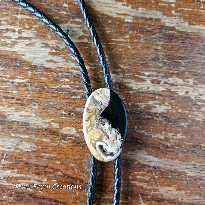 Handcut Indonesian Petrified Palm Root Handmade Bolo Tie