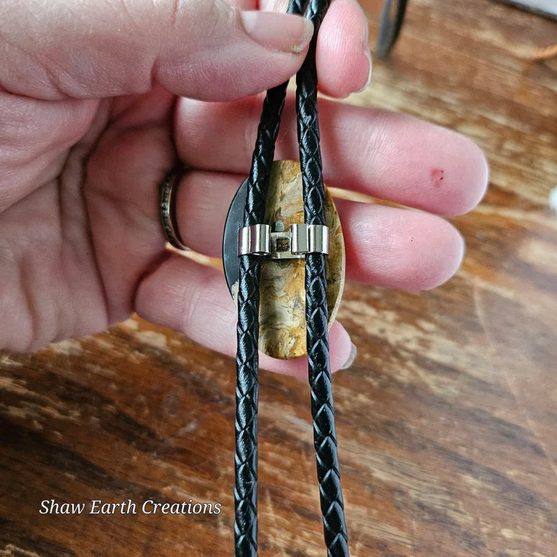 Handcut Indonesian Petrified Palm Root Handmade Bolo Tie