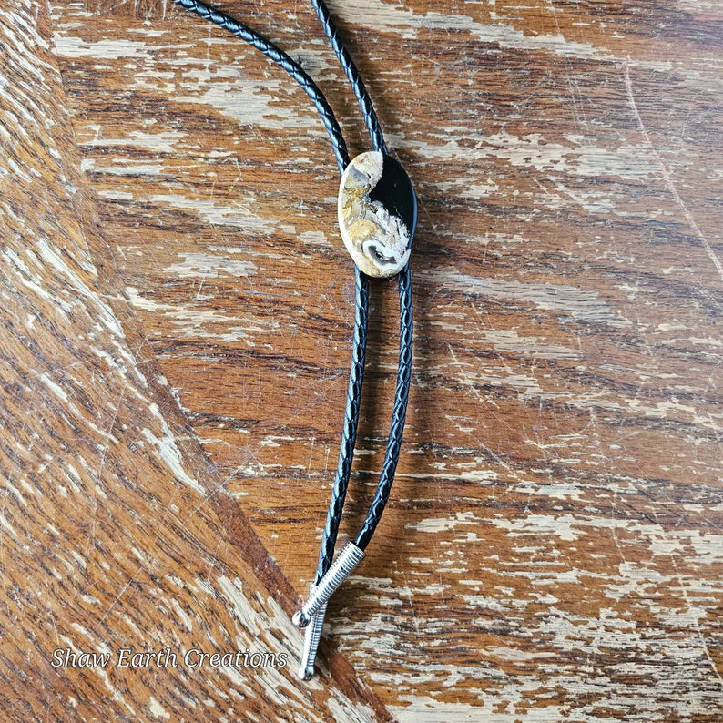 Handcut Indonesian Petrified Palm Root Handmade Bolo Tie