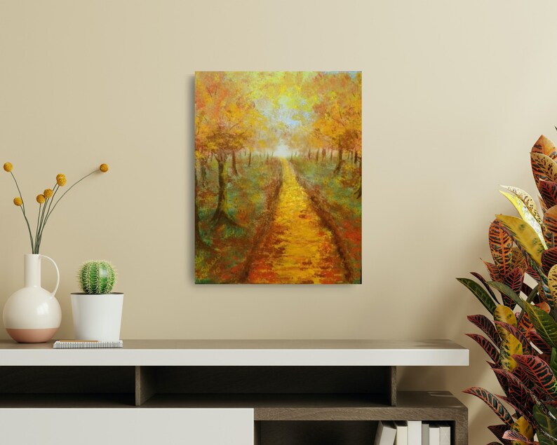 Hand Painted Path in the Woods Fall Autumn Painting
