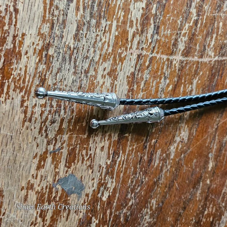 Handcut Turquoise Spiny Oyster and Bronze Sterling Silver Handmade Bolo Tie