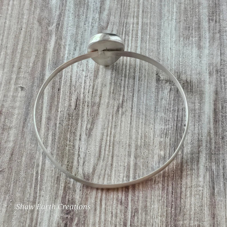 Handcut Malachite Sterling Silver Bangle Bracelet