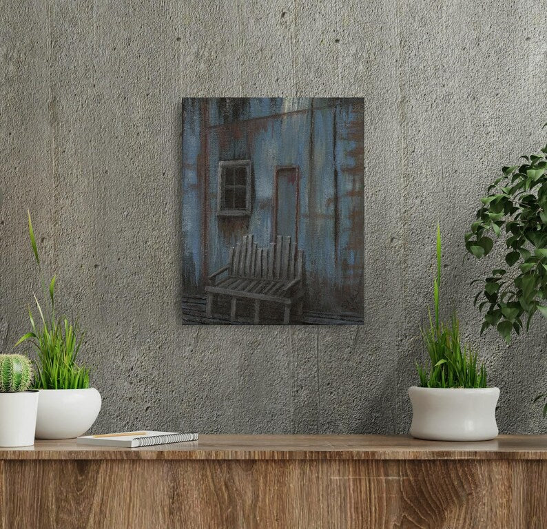 Cider Mill Bench Country Porch Rustic Original Painting