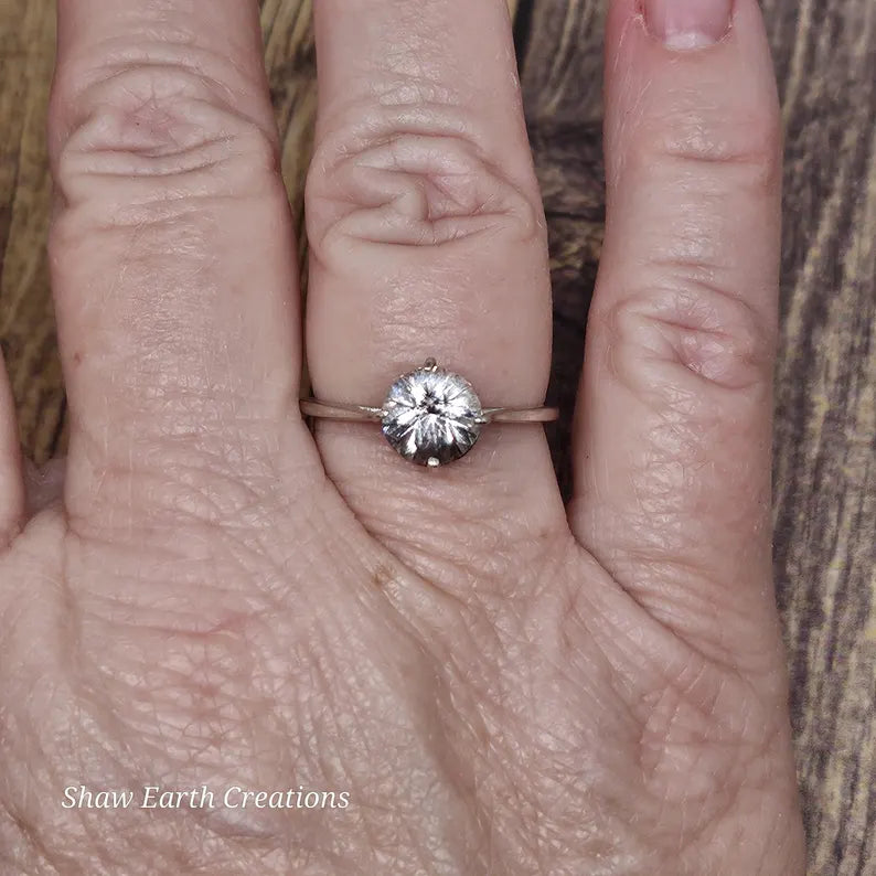 Handcut 1.9ct Morganite White Gold Ring