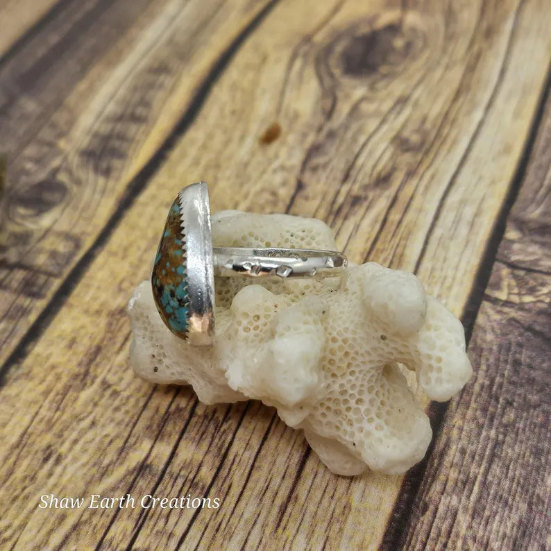 Handcut Genuine Turquoise Sterling Silver Ring