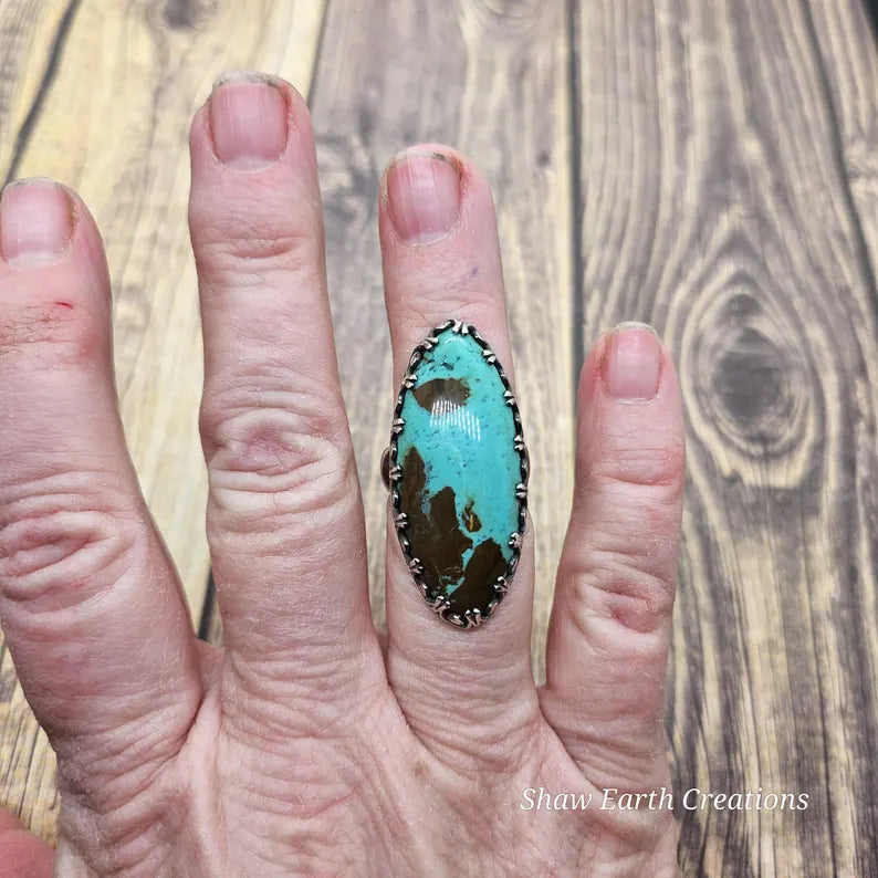 Handcut Gem Silica Sterling Silver Statement Ring