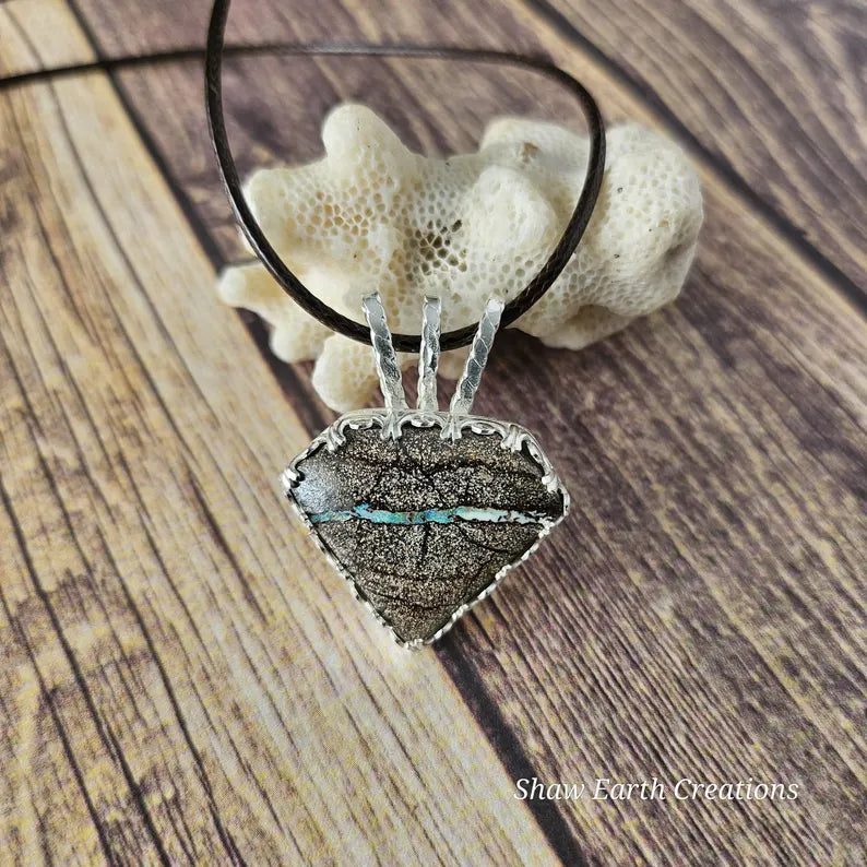 Handcut Australian Boulder Opal Sterling Silver Necklace
