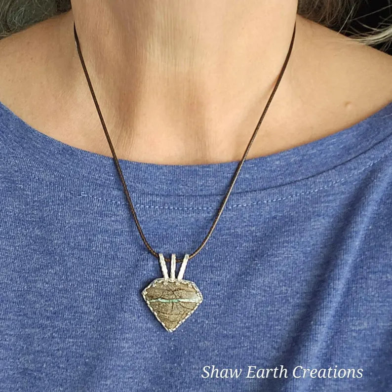 Handcut Australian Boulder Opal Sterling Silver Necklace