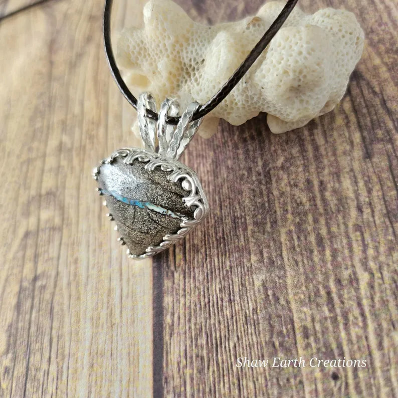 Handcut Australian Boulder Opal Sterling Silver Necklace