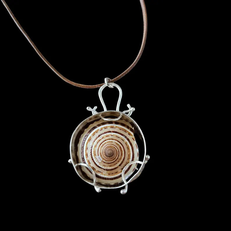 Spiral Shell Beachy Vacation Sterling Silver Necklace