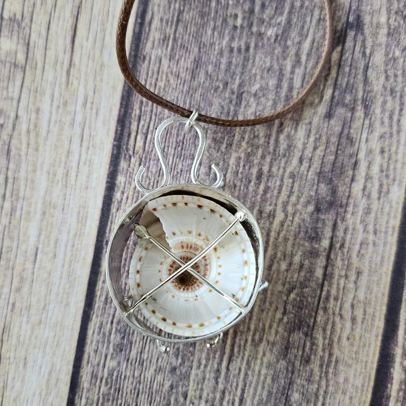 Spiral Shell Beachy Vacation Sterling Silver Necklace