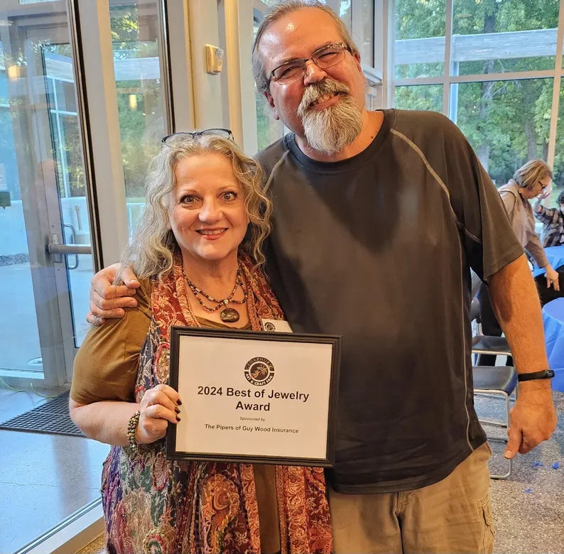 Handcut Mexican Fire Opal and Petrified Wood Rustic Brutalist Sterling Silver Necklace