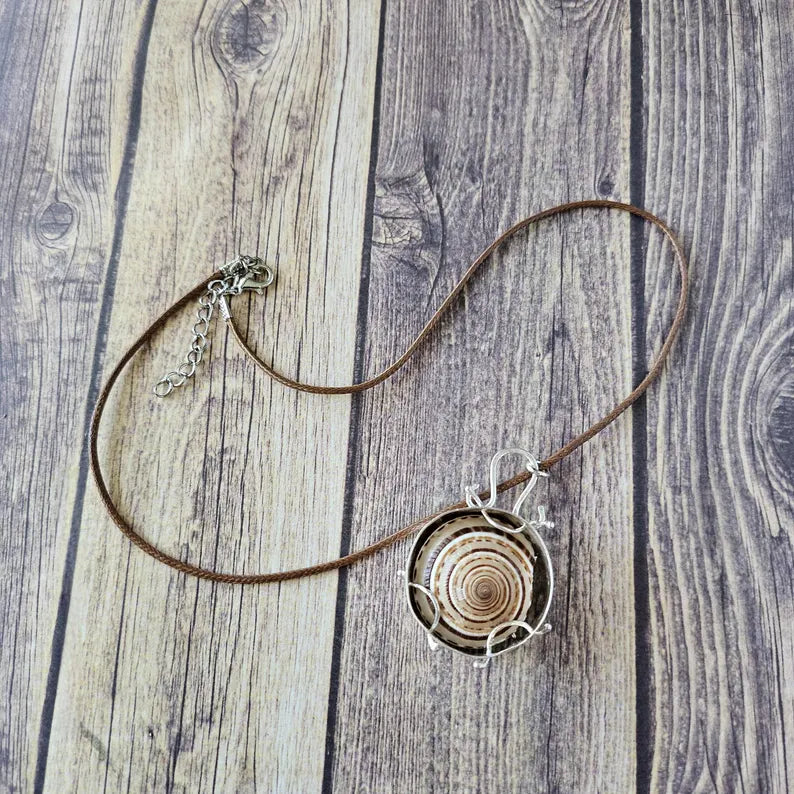 Spiral Shell Beachy Vacation Sterling Silver Necklace