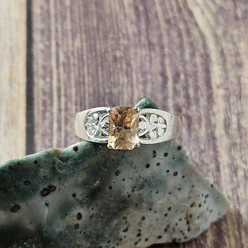 Handcut 1.25ct Imperial Topaz Silver Ring