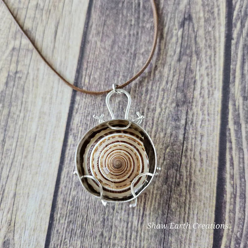 Spiral Shell Beachy Vacation Sterling Silver Necklace