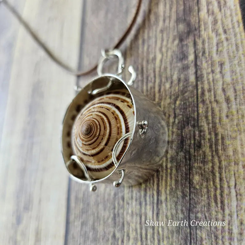 Spiral Shell Beachy Vacation Sterling Silver Necklace