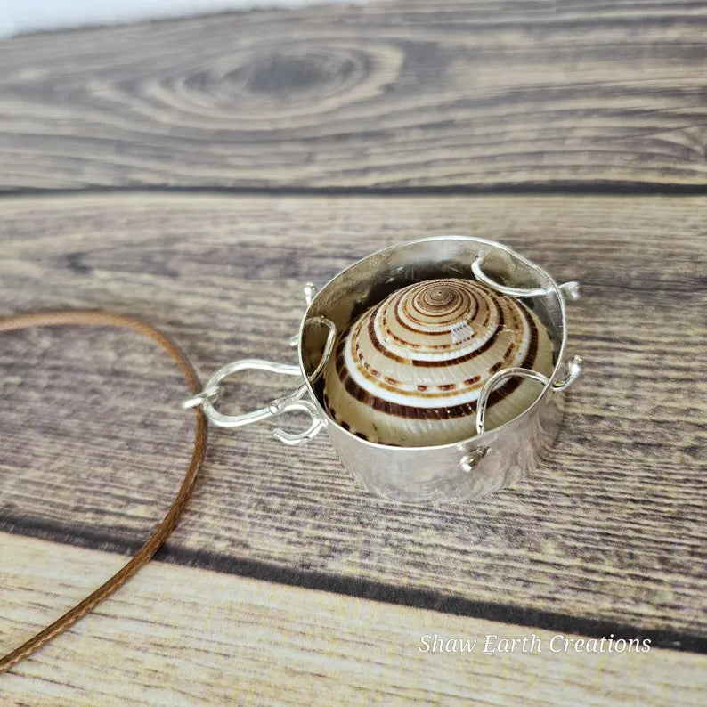 Spiral Shell Beachy Vacation Sterling Silver Necklace