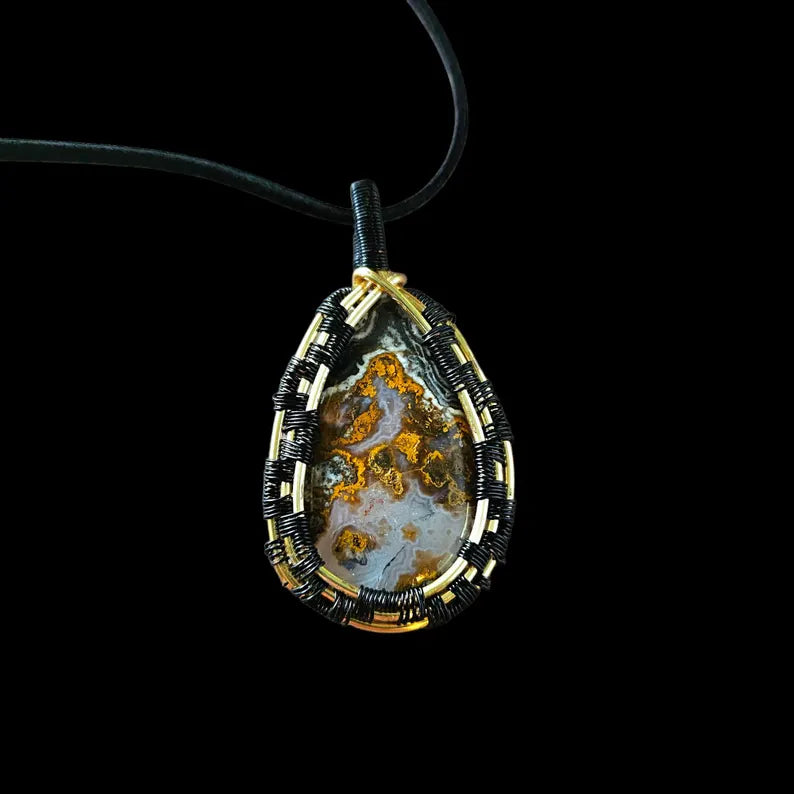 Hand Woven Crazy Lace Agate Necklace