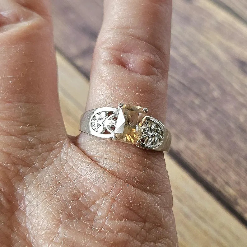 Handcut 1.25ct Imperial Topaz Silver Ring