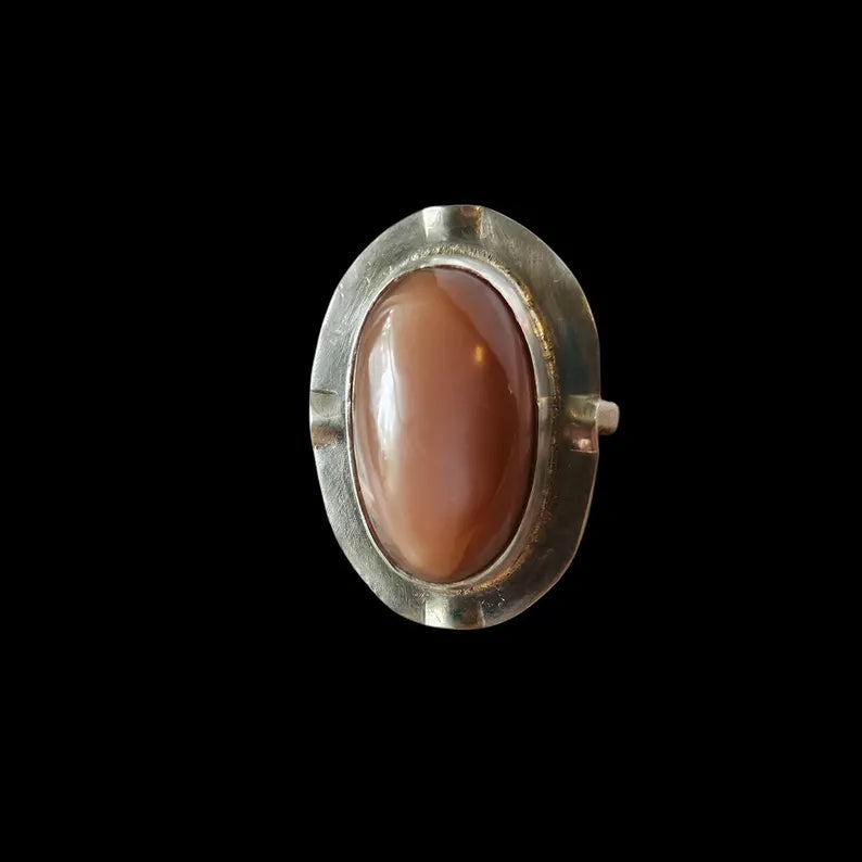 Handcut Tawny Moonstone Sterling Silver Ring