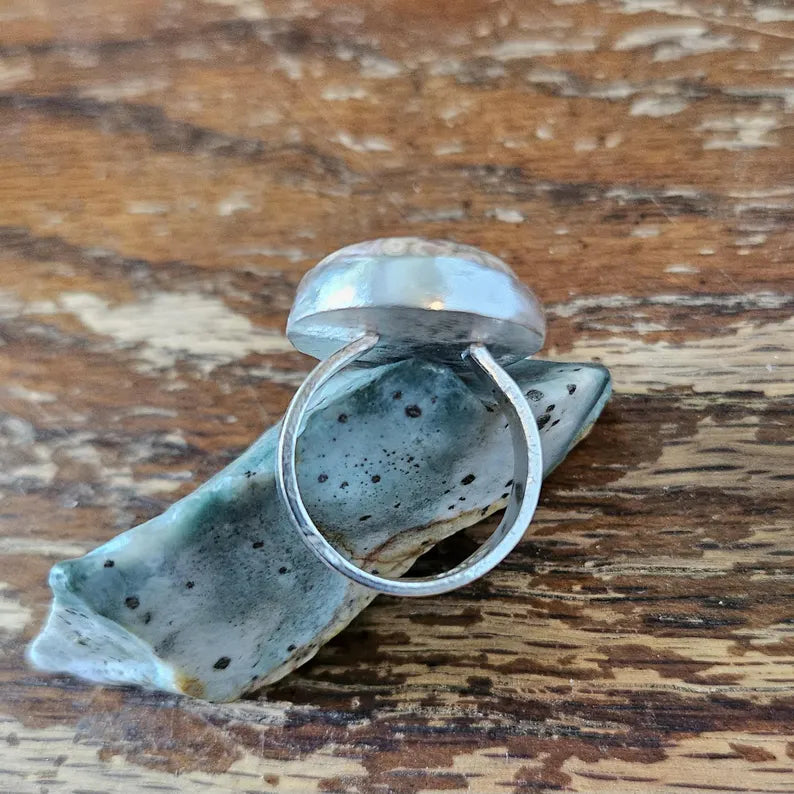 Handcut Argentinian Rhodochrosite Sterling Silver Ring
