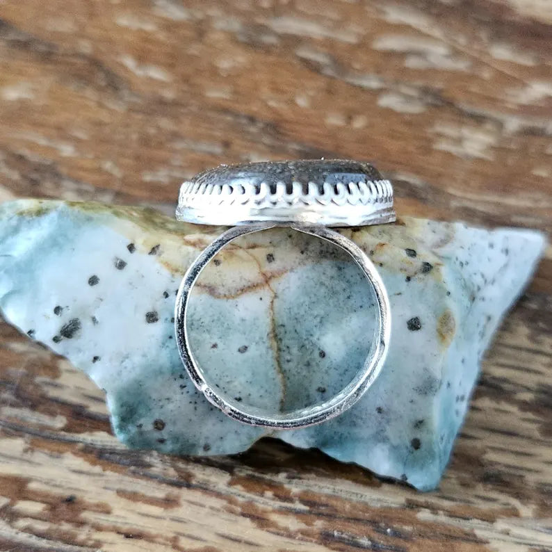 Handcut Australian Boulder Opal Large Statement Sterling Silver Ring