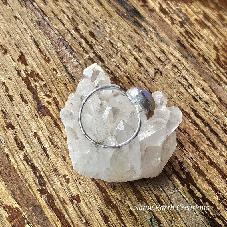 Handcut 2.5ct Opal Sterling Silver Ring