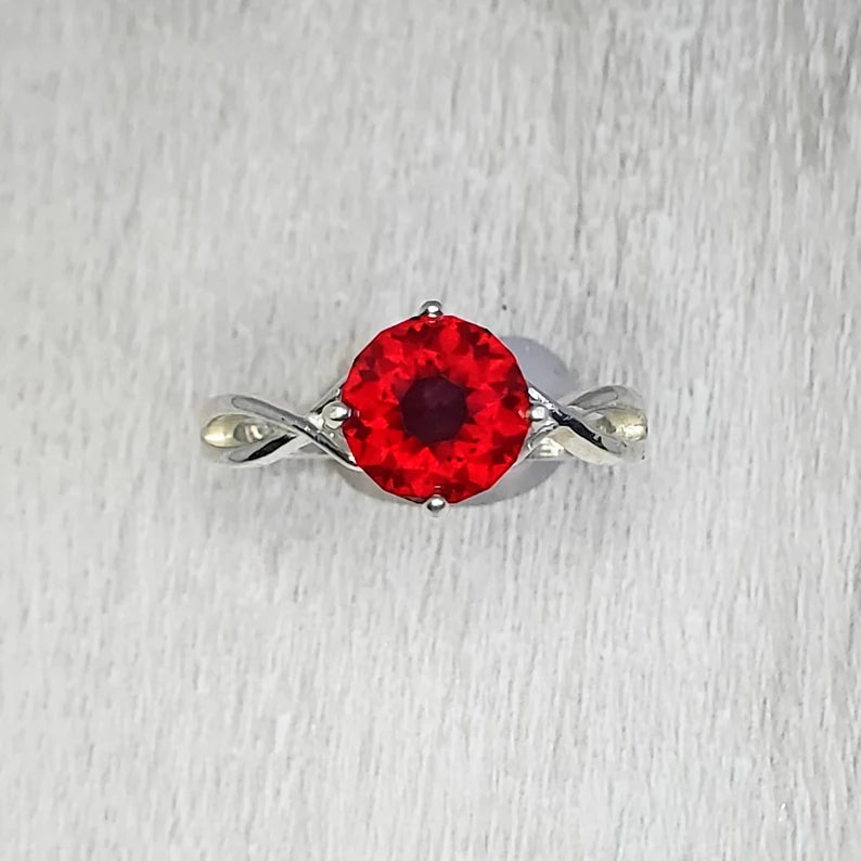 Handcut 2.3ct Handcut Red Malawi Garnet Silver Ring