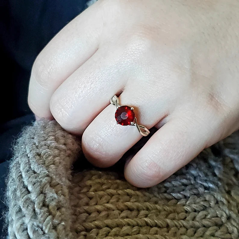Handcut 2.3ct Handcut Red Malawi Garnet Silver Ring