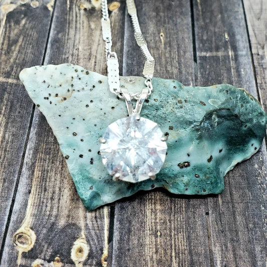 9.75ct Clear Topaz Silver Necklace