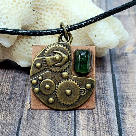 Natural Emerald Steampunk Necklace