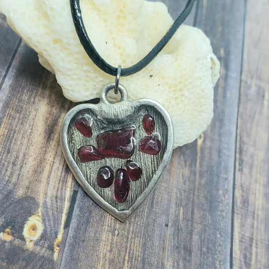 Garnet Resin Heart Necklace