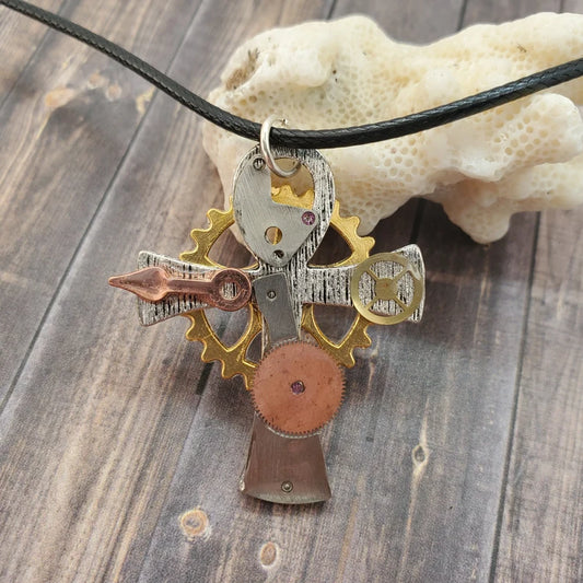 Steampunk Ankh Cross Necklace