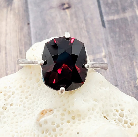 Handcut 5.8ct Tanzanian Garnet Silver Ring