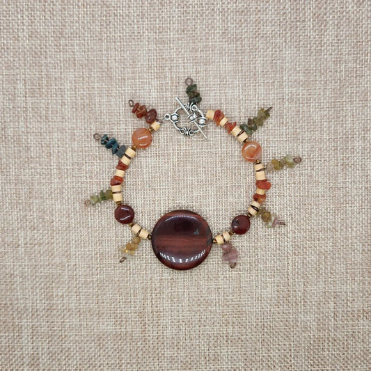 Hand Beaded Red Tigers Eye Carnelian Bracelet