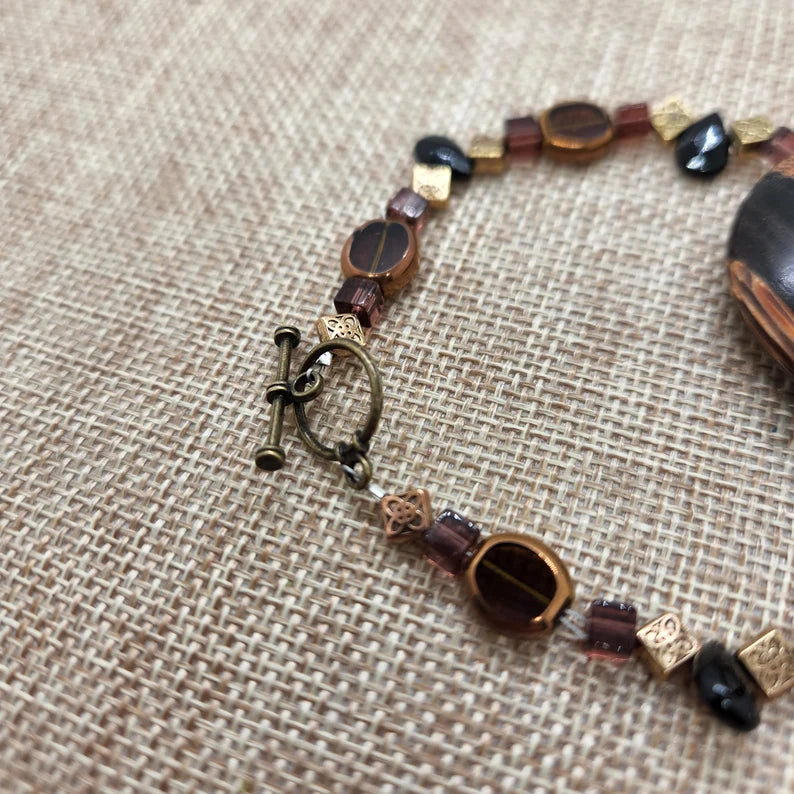 Hand Beaded Smoky Quartz Onyx Bracelet
