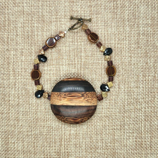 Hand Beaded Smoky Quartz Onyx Bracelet