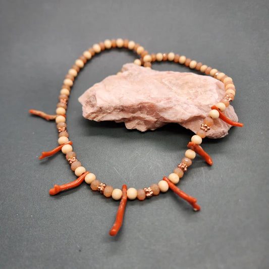 Hand Beaded Coral Necklace