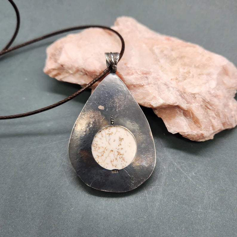Handcut Howlite Silver Necklace
