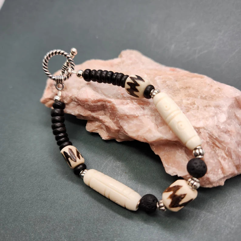 Hand Beaded Ghana Infusion Bracelet for Essential Oils or Perfume