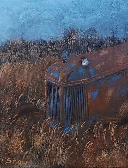 Uncle Paul's Tractor Hand Painted Original Acrylic Painting on Canvas Board